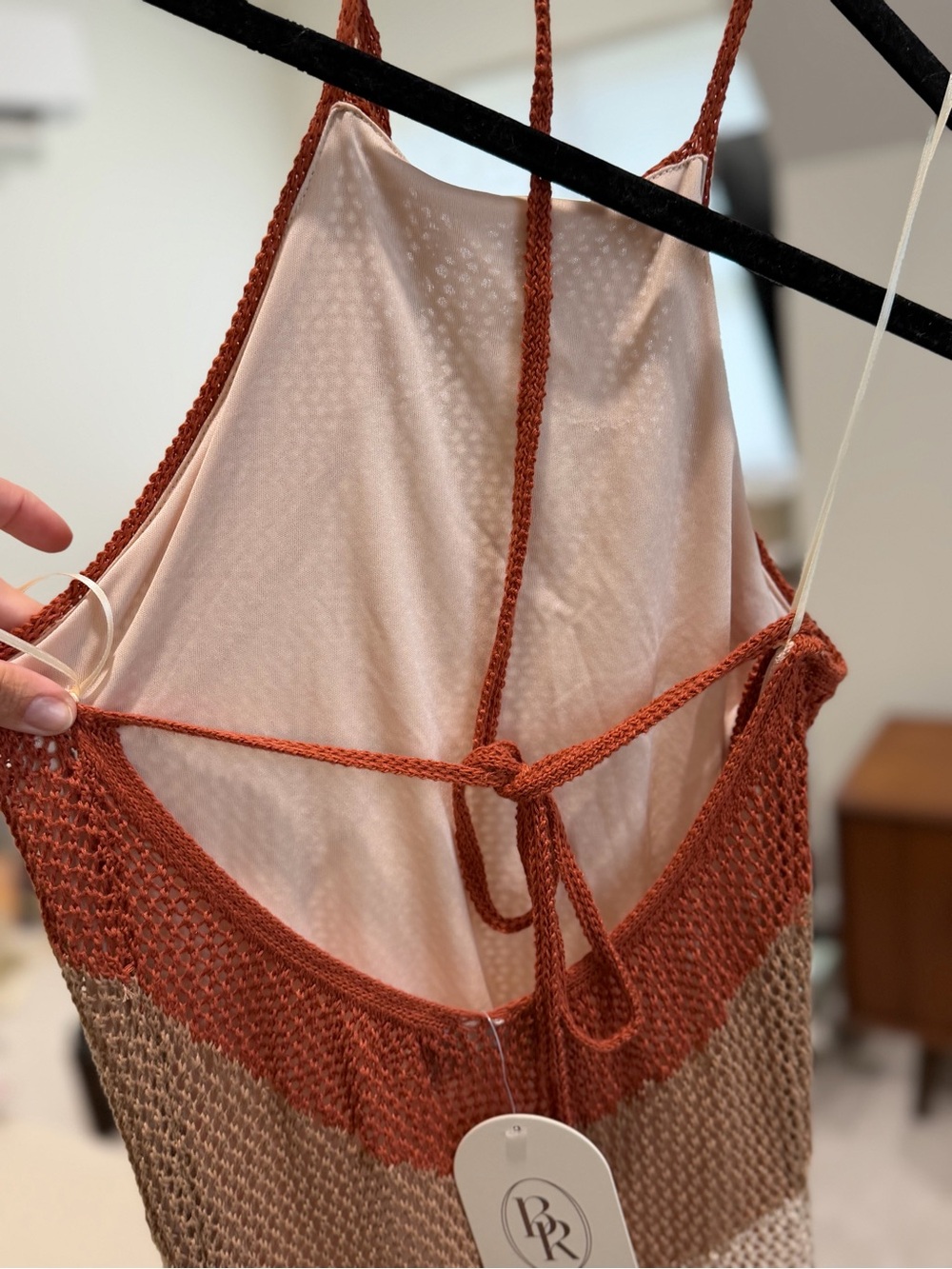 Sleeveless Knit Maxi Dress in Rust and Beige - Picture 5 of 6